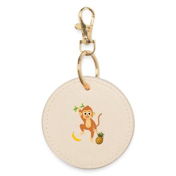 Player Monkey with Pineapple and Banana - Round Keyring - oyster - Front