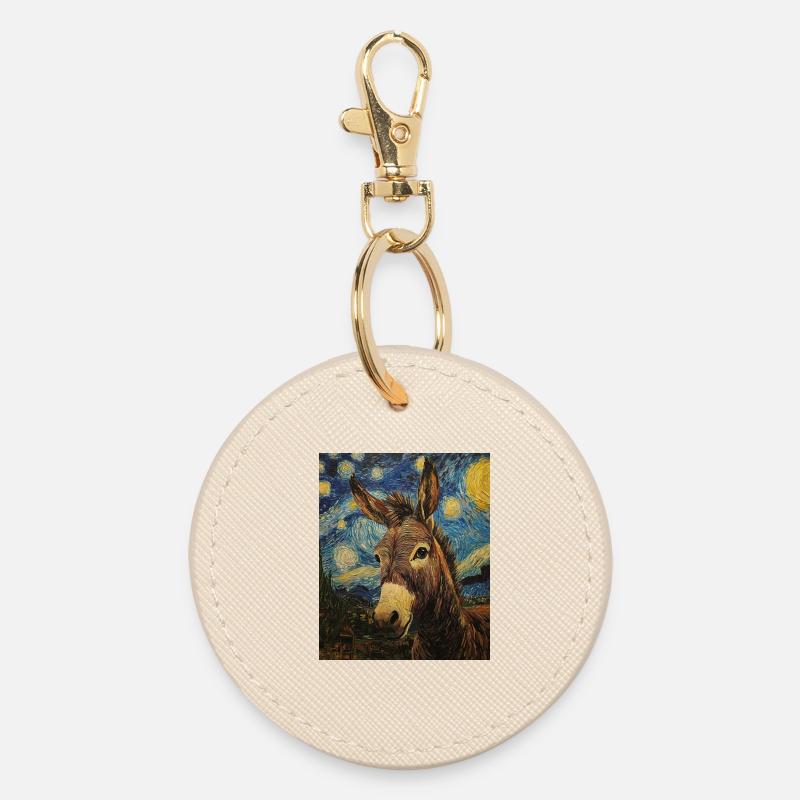 Esel âne style Van Gogh nuit étoilée - Porte-clés rond - huître