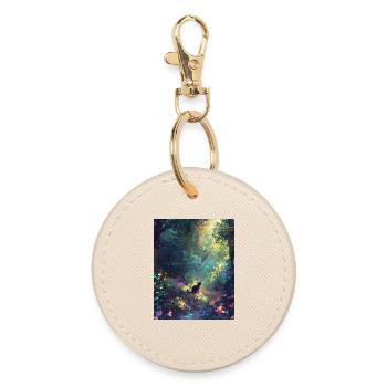Sunlit Forest Cat - Round Keyring - oyster - Front