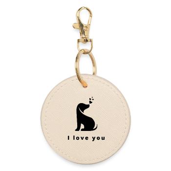 I love you Dog, Hundeliebe Design, Dog Lover Gift - Runder Schlüsselanhänger - Auster - Vorne