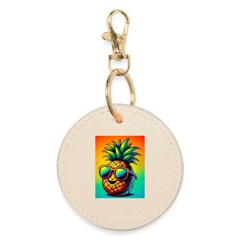 Ananas - Runder Schlüsselanhänger - Auster - Vorne