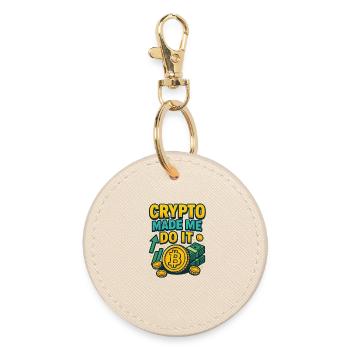 Crypto Made Me Do It Bitcoin, Investing  - Round Keyring - oyster - Front
