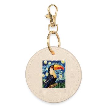Toucan Oiseau Style Van Gogh - Porte-clés rond - huître - Devant