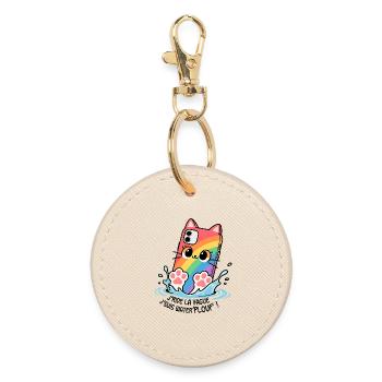 Waterplouf cat mobile phone! - Round Keyring - oyster - Front