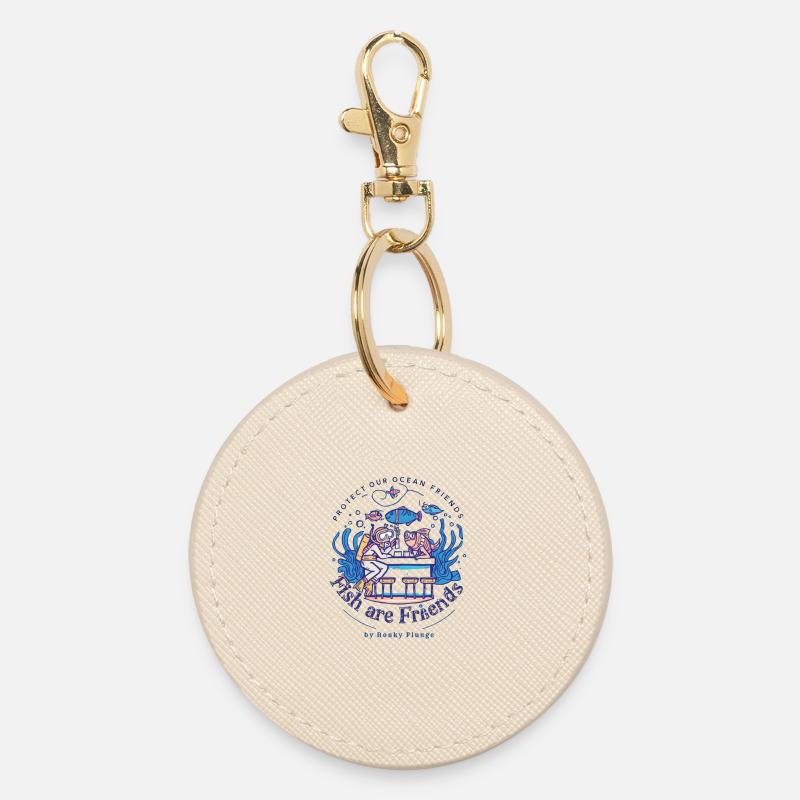 Pisces are friends - Round Keyring - oyster
