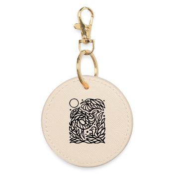Oiseaux volants minimalistes Liberté Line Art Design - Porte-clés rond - huître - Devant