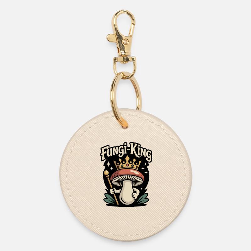Mushroom King Funny Mushroom - Round Keyring - oyster