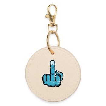 Middle Finger Stinky Finger Fuck You Design - Round Keyring - oyster - Front