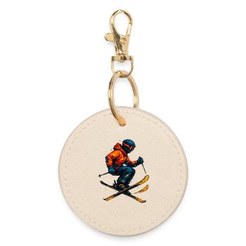 Ski | Skieur | Montagne - Porte-clés rond - huître - Devant