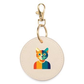 CAT MULTICOLORE - baby & kids - Porte-clés rond - huître - Devant
