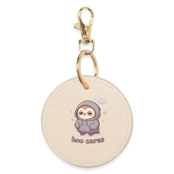 Hoo Cares Cuddly Owl Pullover Hoodie - Round Keyring - oyster - Front