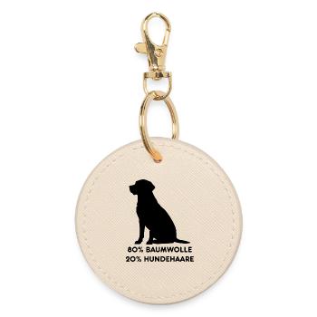 Hundeliebhaber Spruch – 20% Hundehaare - Runder Schlüsselanhänger - Auster - Vorne