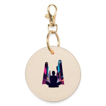 Zen in the Neon City - Round Keyring - oyster - Front