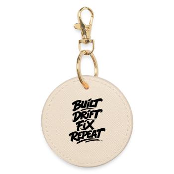 Built Drift Fix Repeat v2 - Round Keyring - oyster - Front