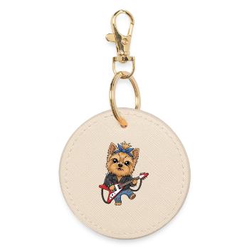 Yorkie punk à la guitare - Porte-clés rond - huître - Devant