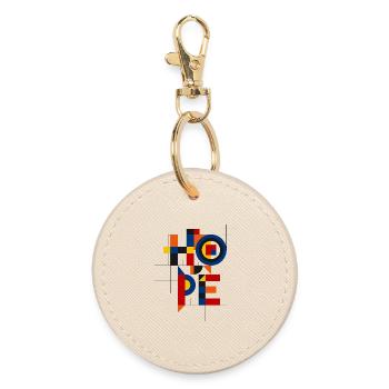 Hope Geometric Lettering - Round Keyring - oyster - Front