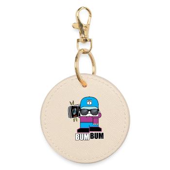 BoomBox Buddy Retro Tee - Round Keyring - oyster - Front