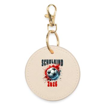 Schulkind 2026 - Fußball - Runder Schlüsselanhänger - Auster - Vorne