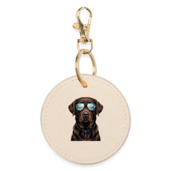 Labrador Retriever Dog - Round Keyring - oyster - Front