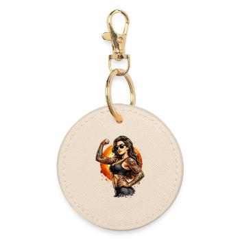 Tattoo Workout Woman - Round Keyring - oyster - Front