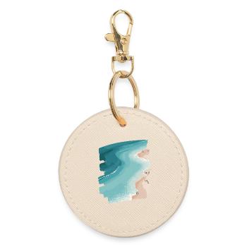 Beach Sea Palm Trees Retro - Round Keyring - oyster - Front