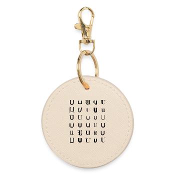 Typography U monogram letter mosaic design. - Round Keyring - oyster - Front