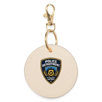 Police Badge Patch City Skyline - Round Keyring - oyster - Front