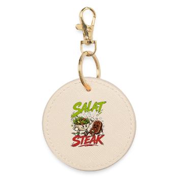 Salat statt Steak - lustig Vegan Vegetarisch Logo - Runder Schlüsselanhänger - Auster - Vorne
