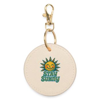 Stay Sunny Crayon Sonne Illustration - Runder Schlüsselanhänger - Auster - Vorne