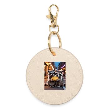 Raccoon Taco Duo in City Light - Round Keyring - oyster - Front