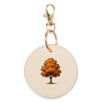 Autumn tree in fire orange - Round Keyring - oyster - Front