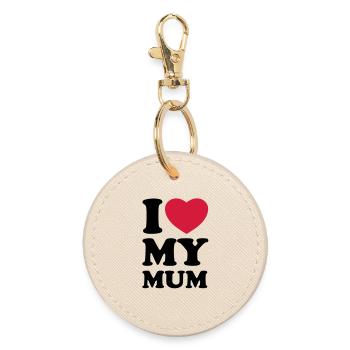 I love my mum - Ich liebe meine Mama - Runder Schlüsselanhänger - Auster - Vorne