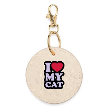 I love my cat - Round Keyring - oyster - Front