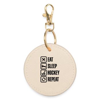 Eat Sleep Hockey Repeat - Porte-clés rond - huître - Devant