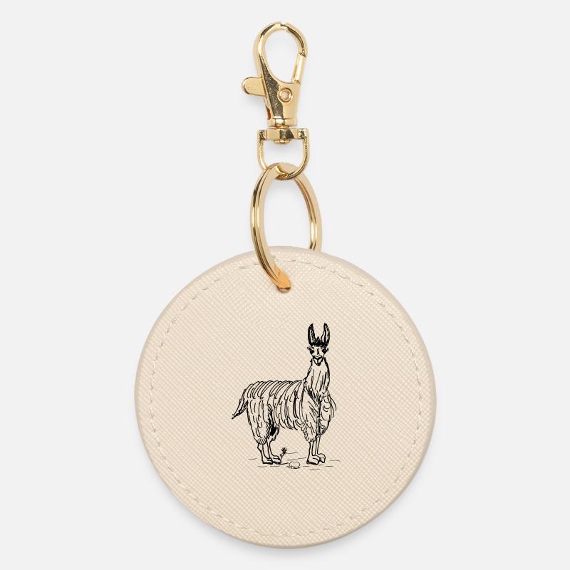 lama - Round Keyring - oyster