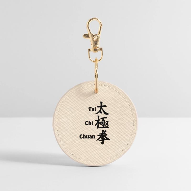 tai ji quan script vertical with text Round Keyring