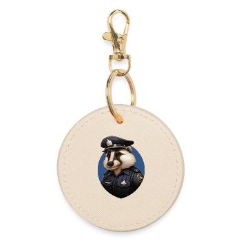 Police Badger - Round Keyring - oyster - Front