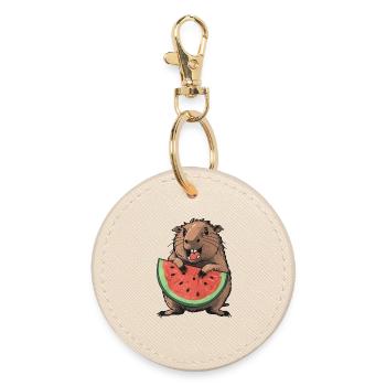 Capybara mangeant de la pastèque - Porte-clés rond - huître - Devant
