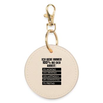 Black Square Minimal - Round Keyring - oyster - Front