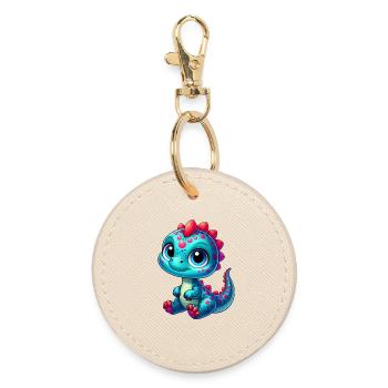 Dinosaur - Round Keyring - oyster - Front