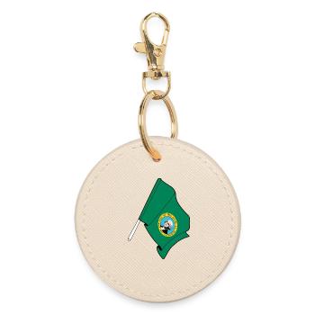 Flag of Washington - Round Keyring - oyster - Front