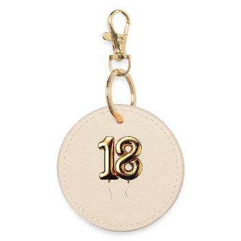 18 Years Gold Balloon Foil Balloon Gift - Round Keyring - oyster - Front