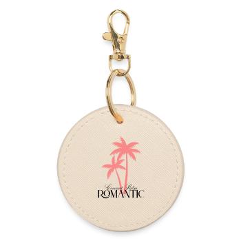 Coconut Palm Romantic – Rosafarbene Palme - Runder Schlüsselanhänger - Auster - Vorne