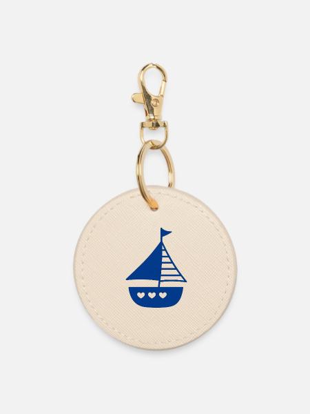 Verspieltes Herzboot Design - Runder Schlüsselanhänger - Auster