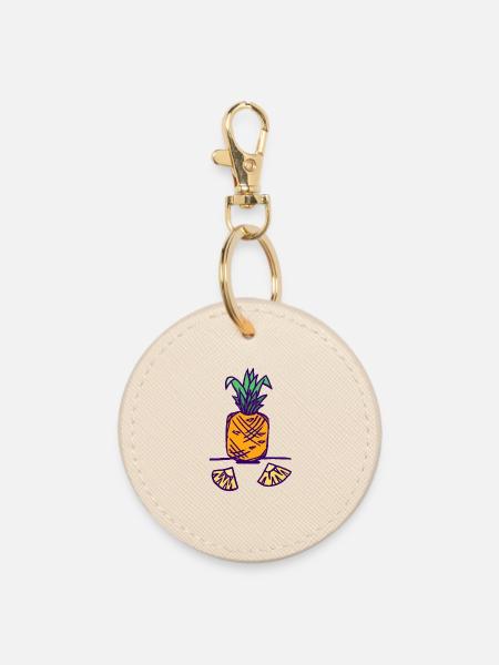 Ananas mit Scheiben - Runder Schlüsselanhänger - Auster