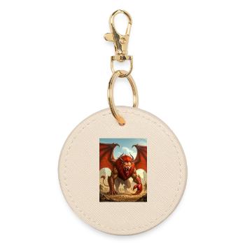 Manticore, lion-bodied desert predator - Round Keyring - oyster - Front