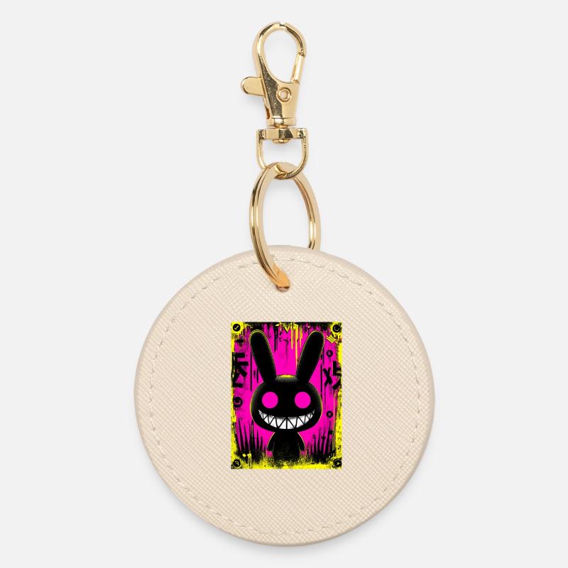 Electro Black Rabbit - Round Keyring - oyster