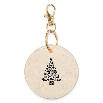 Christmas tree full of decorations - Round Keyring - oyster - Front