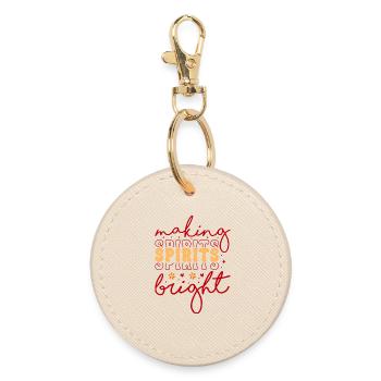 Make the spirits bright Christmas - Round Keyring - oyster - Front