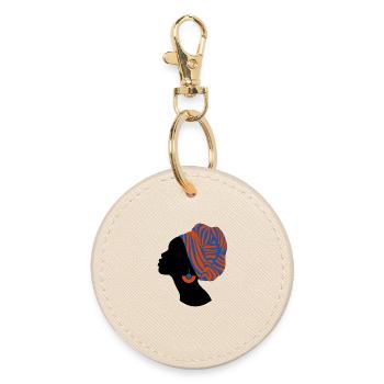 African Woman Traditional Design Africa - Round Keyring - oyster - Front